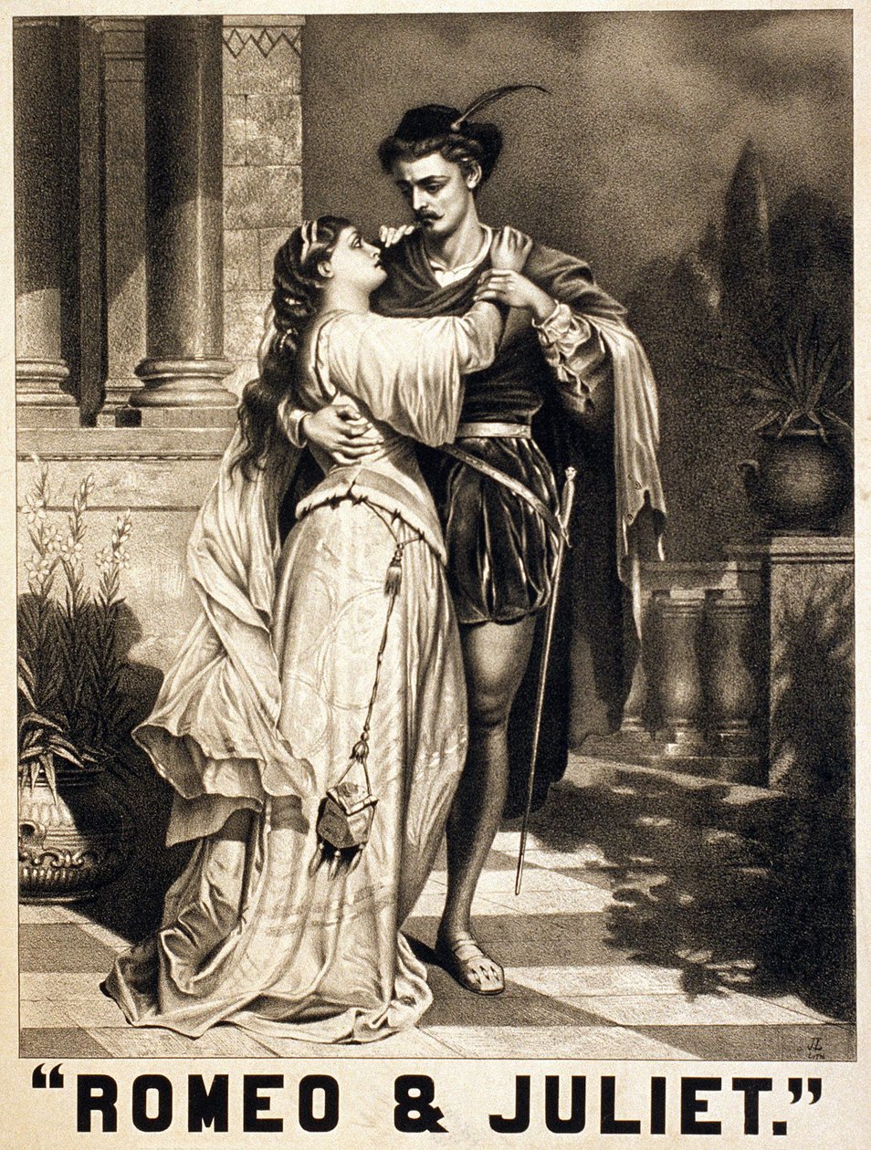 Ilustracja Szekspira na temat Romea i Julii. Litografia, ok. 1880 r. autorstwa Unknown artist