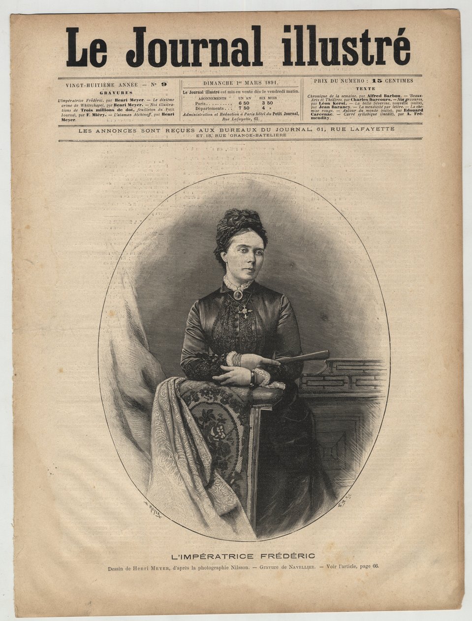 Impress Frederic - Victoria z Wielkiej Brytanii (1840-1901) Victoria Adelaide Marie Louise z Wielkiej Brytanii, Królewska Księżna Wielkiej Brytanii i Irlandii -Victoria, Princess Royal (Empress Frederick) - okładka „The Illustrous Journal” z marca 1894 autorstwa Unknown artist