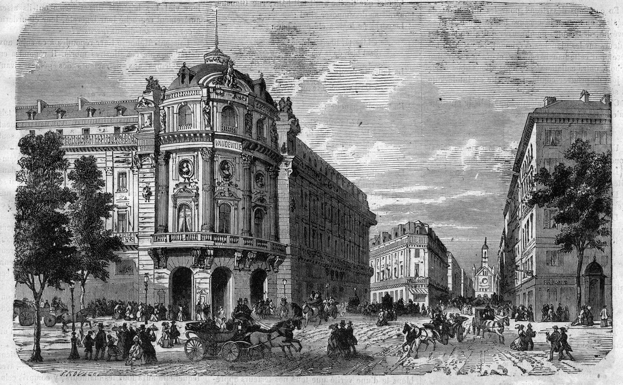 Inauguracja nowego Theatre du Vaudeville w Paryżu, na rogu Boulevard des Capucines i Chaussee d