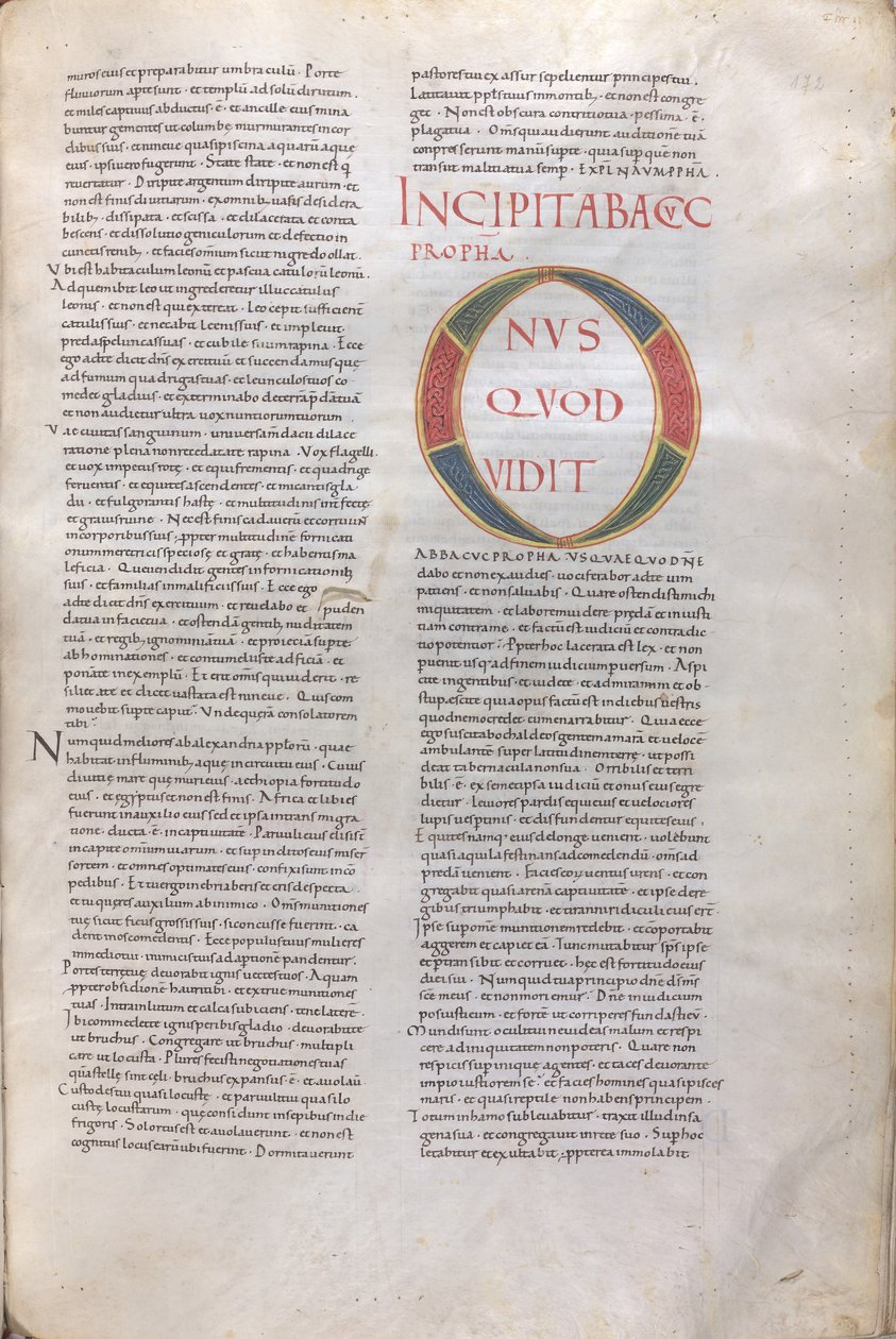 Incipit Habakuka Propha. Incipit Księgi Proroka Habakuka, XI wiek (miniatura, rękopis błoniasty) autorstwa Unknown artist