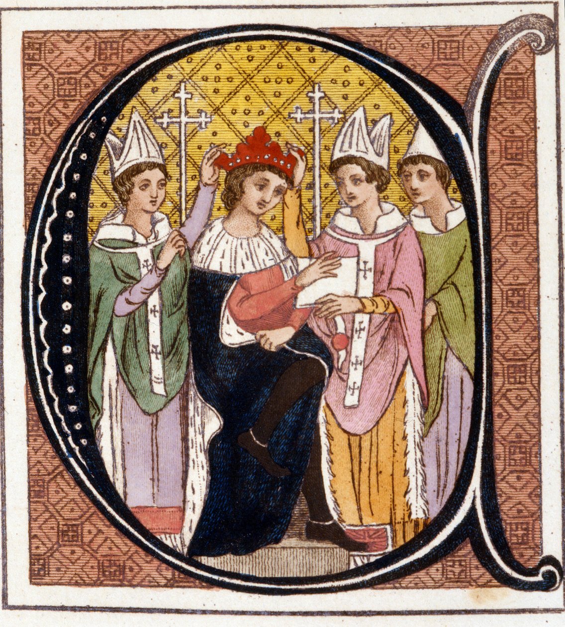 Inkononacja Edwarda I Anglii (1239-1307) w 1272 r. Rycina z XIX wieku. Biblioteca nazionale Braidense. Mediolan autorstwa Unknown artist