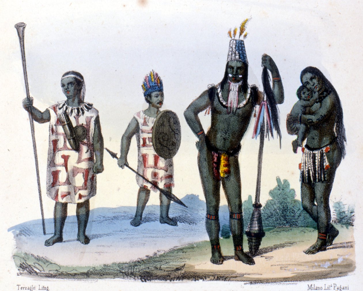 Indianie Encabellados i Jivaros w Ekwadorze. autorstwa Unknown artist