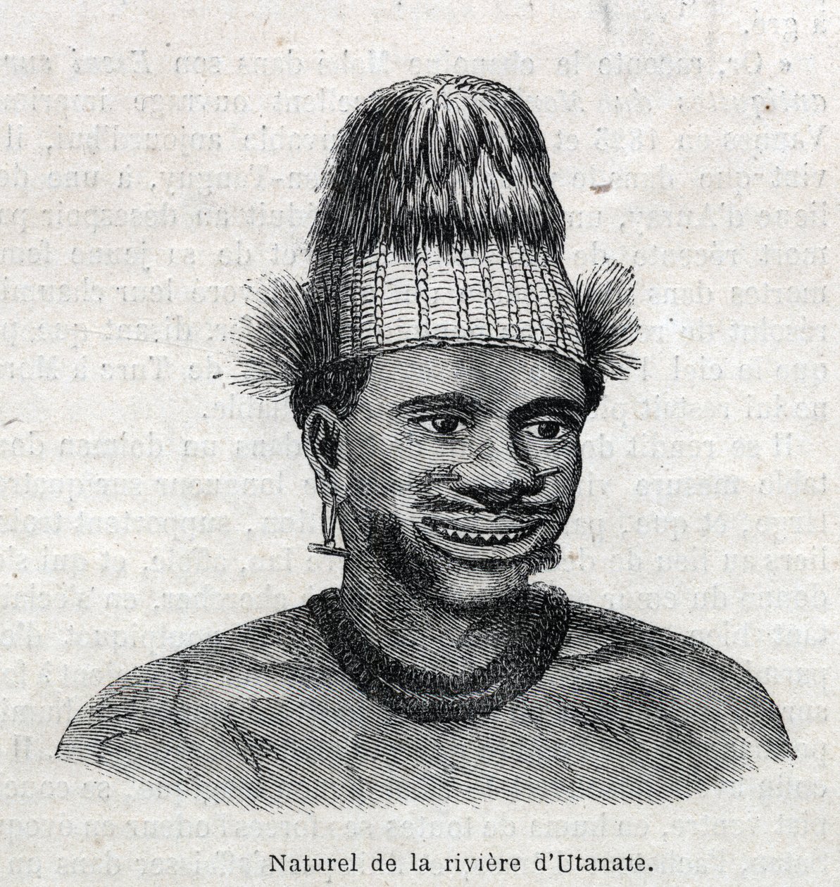Rdzenni mieszkańcy Nowej Gwinei (Nowa Gwinea): naturalne rzeki Utamate. Grawerowanie w „Wspaniałym Wszechświecie” autorstwa Unknown artist