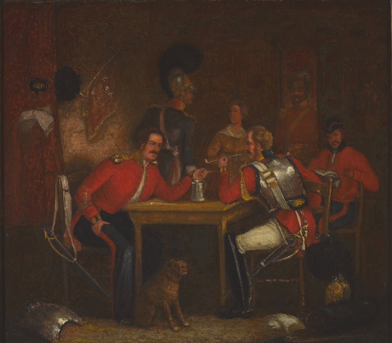Wnętrze komnaty wartowniczej, w której znajdują się żołnierze Straży Życia i Królewskiej Gwardii Konnej autorstwa Unknown artist