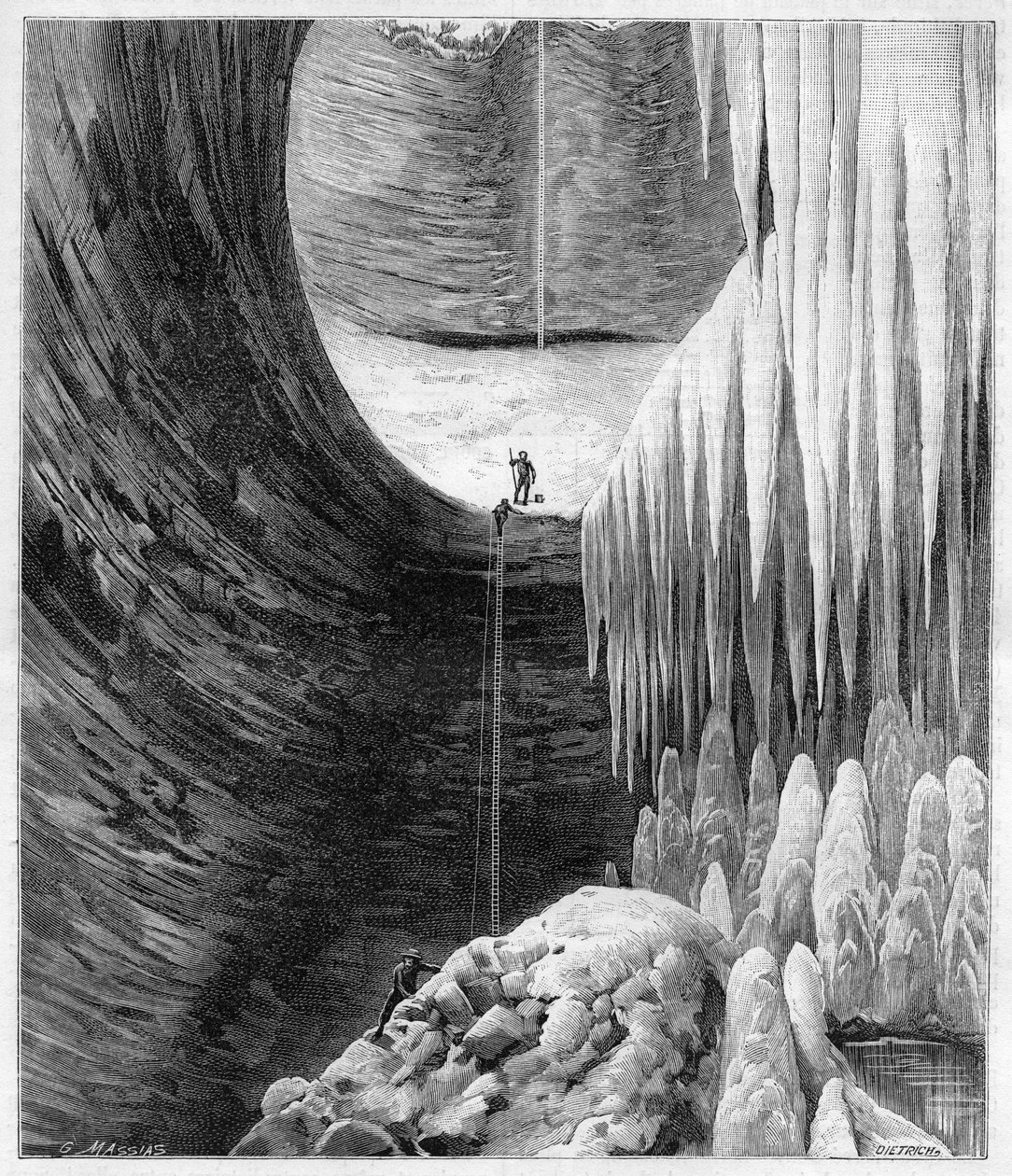 Widok wewnętrzny naturalnego lodowca Creux-Perce (Creux Perce) (Cote-d