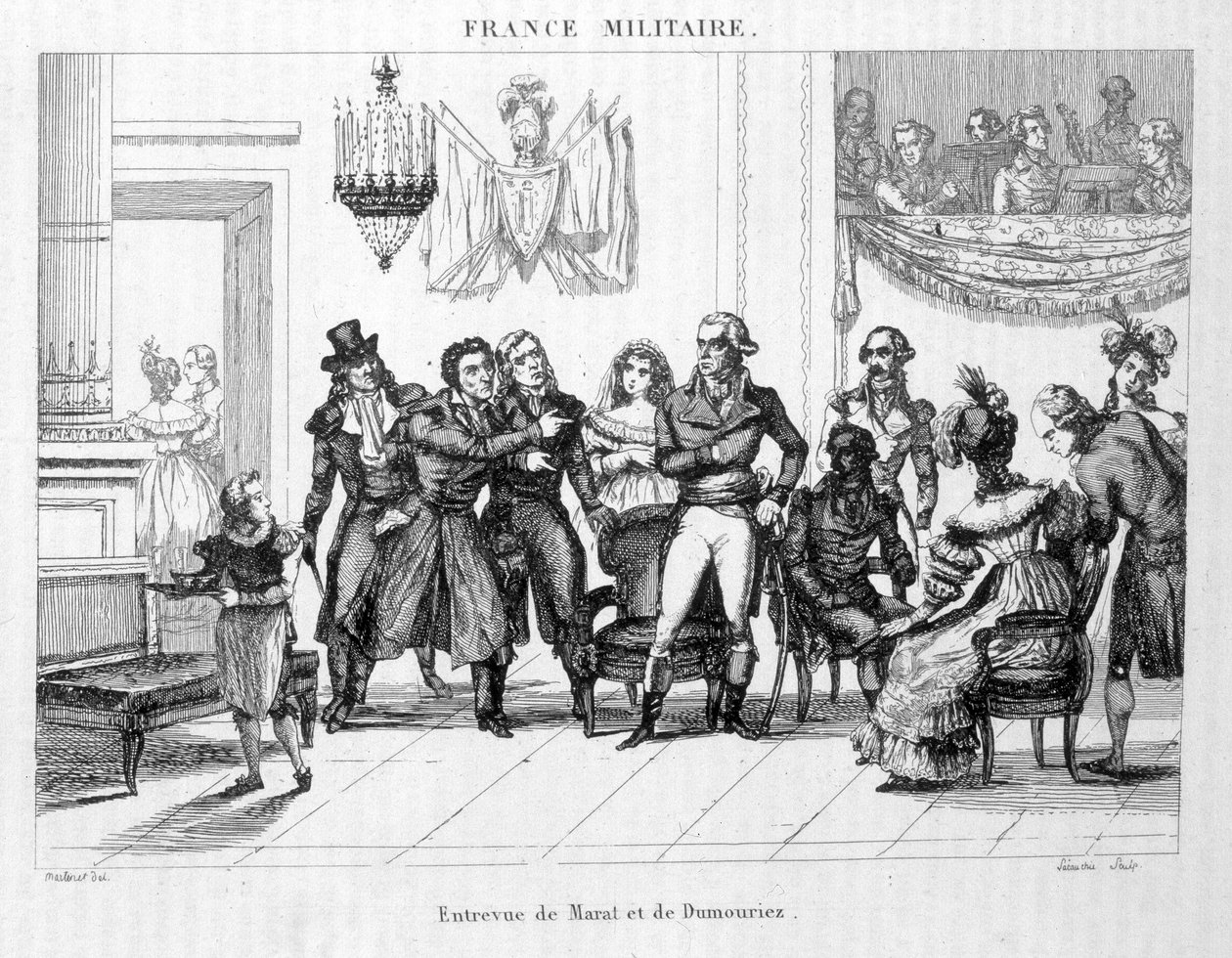 Wywiad Joachima Murata (1767-1815) i Dumourieza (1739 - 1823) - Rycina XIX wieku. autorstwa Unknown artist
