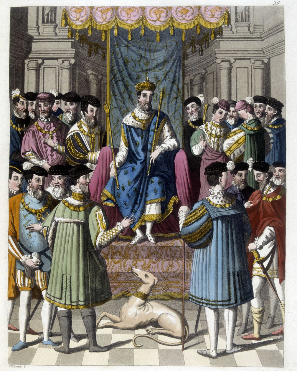 Wywiad z Francois 1st (1494 - 1547) i Henrykiem VIII (1491 - 1547) z Anglii. Rycina XIX wieku. autorstwa Unknown artist
