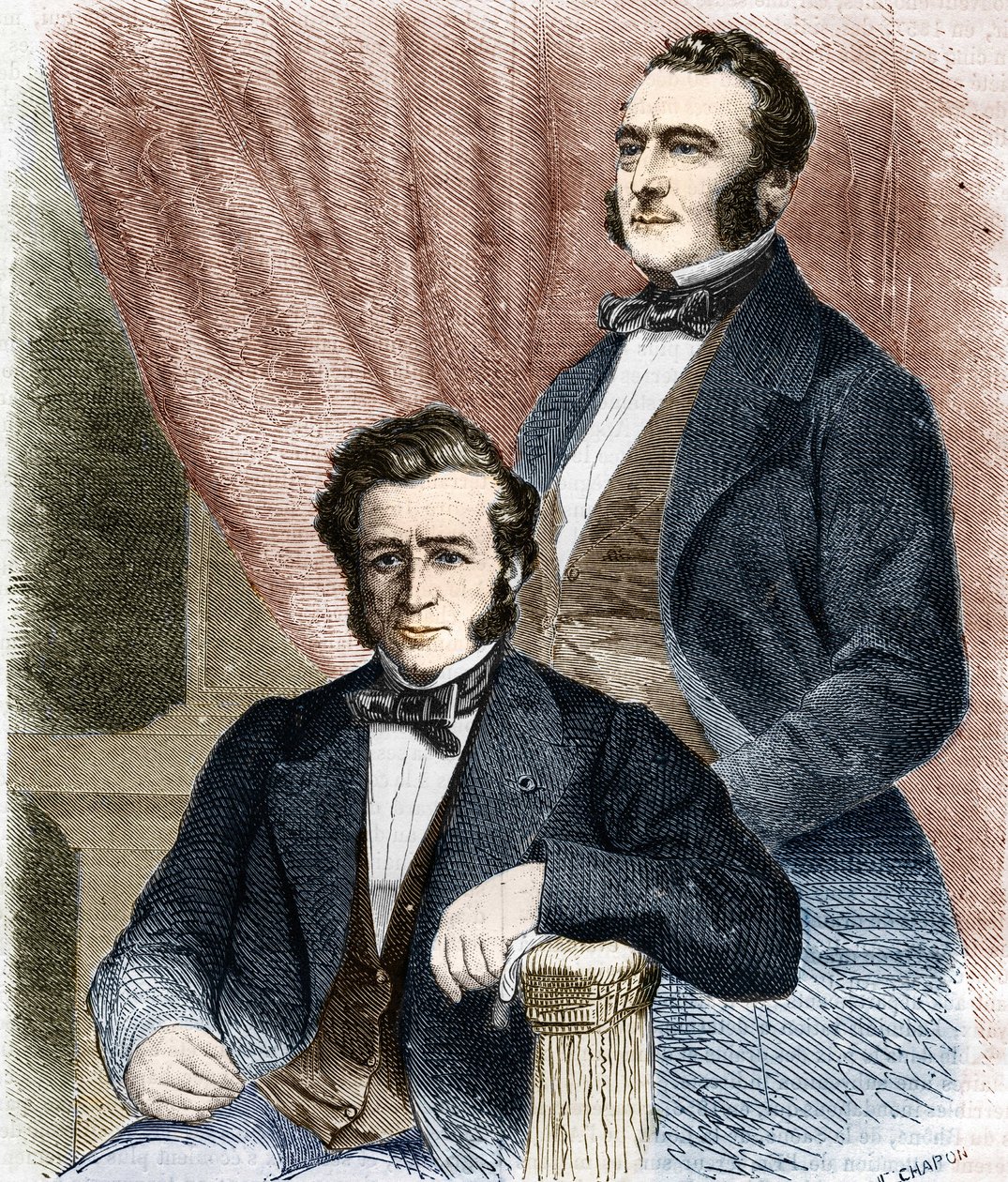 Isaac (1800 - 1875) i Emile (1806 - 1880) Pereire, założyciele Societe de Credit Mobilier i Compagnie Generale Transatlantique autorstwa Unknown artist