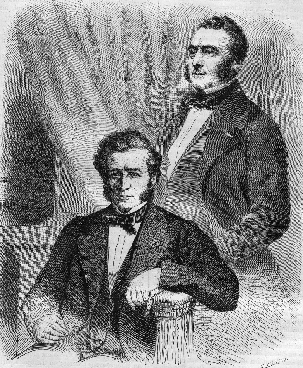 Isaac i Jacob Emile Pereire, francuscy biznesmeni, założyciele Société de Crédit Mobilier (1852). autorstwa Unknown artist
