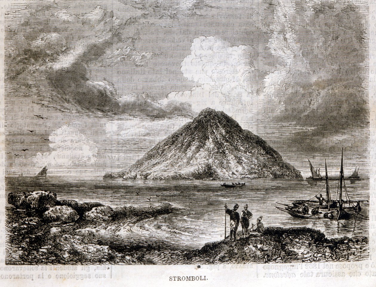 Wyspa Stromboli w XIX wieku. autorstwa Unknown artist