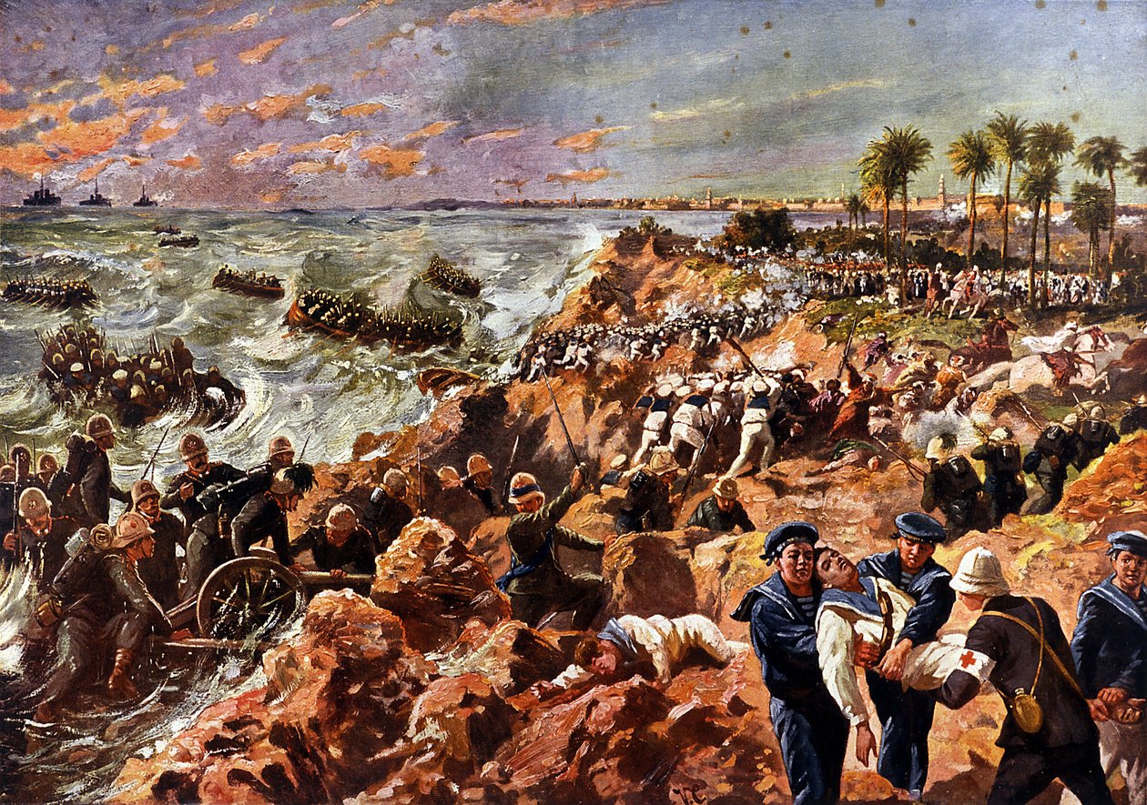 Wojna włosko-turecka (Italo Turca) (1911-1912): Odwrót wojsk włoskich i bitwa pod Bengazi (Bengasi, Libia) 11 października autorstwa Unknown Artist