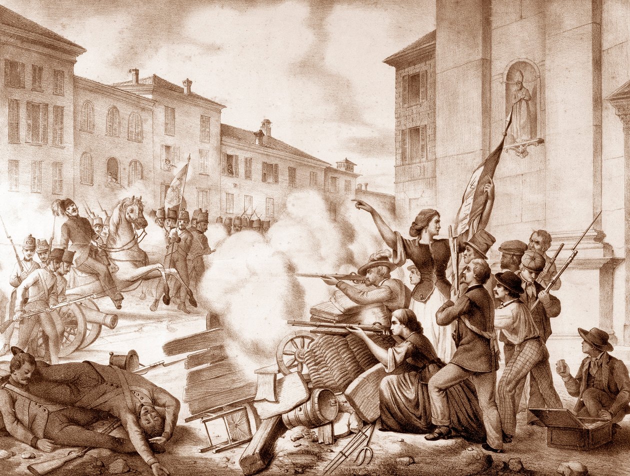 Italian Unite (Risorgimento (1848-1870): odcinek Dziesięciu Dni Brescii, 23 marca do 1 kwietnia autorstwa Unknown artist