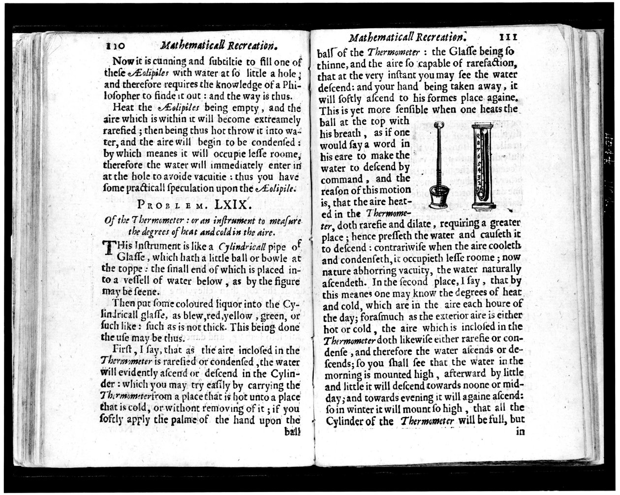 Strony włoskich i holenderskich termometrów z „” Mathematics Recreations”” Jeana leurechona (1591-1670) 1653 autorstwa Unknown artist