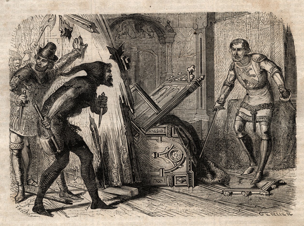 Jacob Van Artevelde (1290-1345) Zamordowany w 1345 r. - Jacques (Jacob) Van Artevelde (1287 - 1345), znany jako mędrzec z Gandawy, pada pod ciosem burżuazji Gandawy w 1345 r. - grawerowanie w „” Illustrous People