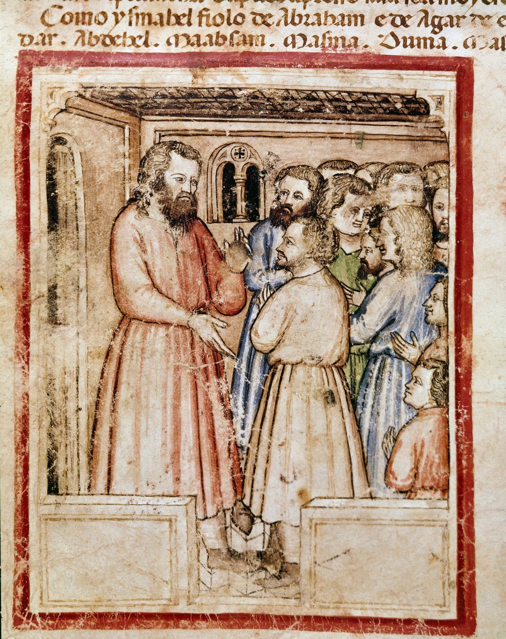 Jakub i jego dwunastu dzieci Miniatura z kodeksu 212 (lub Kodeks Padovano lub Biblia z Padwy) 1390-1400 Rovigo, Accademia dei Concordi autorstwa Unknown artist