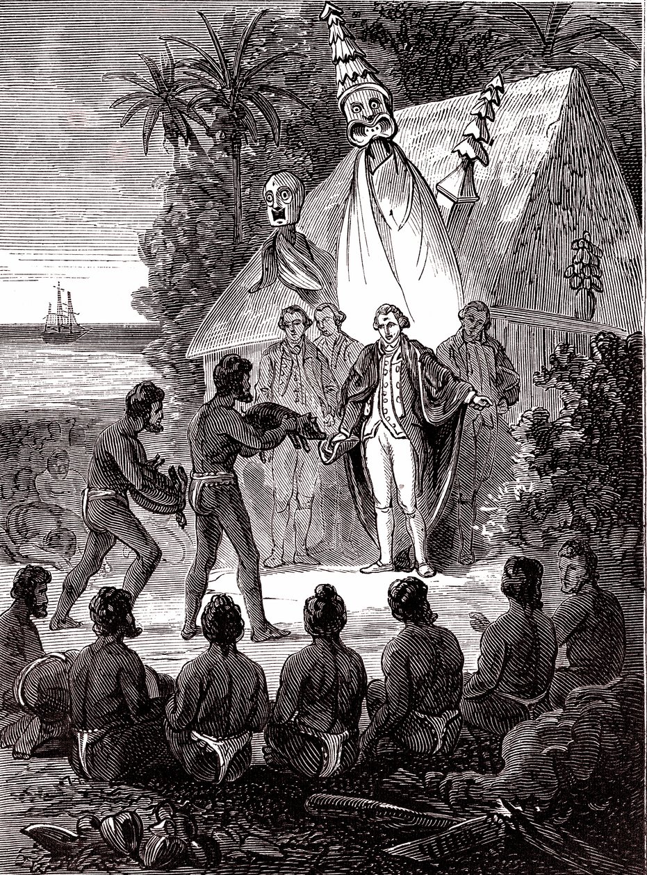 James Cook z tubylcami z Island Sandwich autorstwa Unknown artist