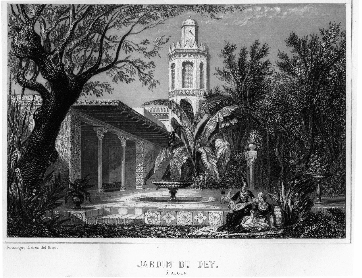 Jardin du dey w Algierze, położony w ufortyfikowanej dzielnicy Kasbah (casbah), główna rezydencja naczelnego generała armii francuskiej w 1830 r. – W „”L
