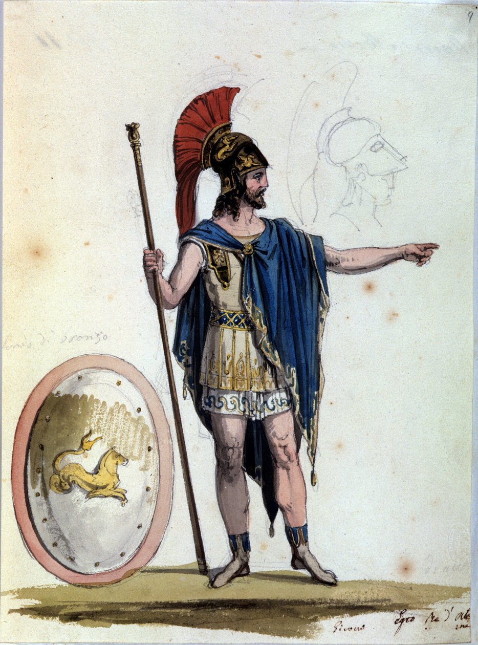 Postać Jasona. Do opery Medee Luigiego Cherubiniego (1760-1842) do przedstawienia w La Scali (Mediolan, Włochy) w latach 1822-1823. autorstwa Unknown artist