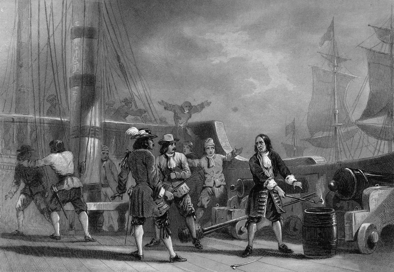 Jean Bart (1650-1702) na pokładzie angielskiego Corsair. w „„Ogólnej historii marynarki”” Van Tenac autorstwa Unknown artist
