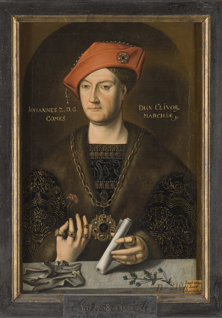 Jean II de Cleves, dit le Clement - Portret Jana II (1458-1521), księcia Kleve, hrabiego Marka, Anonim. Olej na płótnie. Wymiar : 66x45 cm. Muzeum Narodowe w Sztokholmie autorstwa Unknown artist
