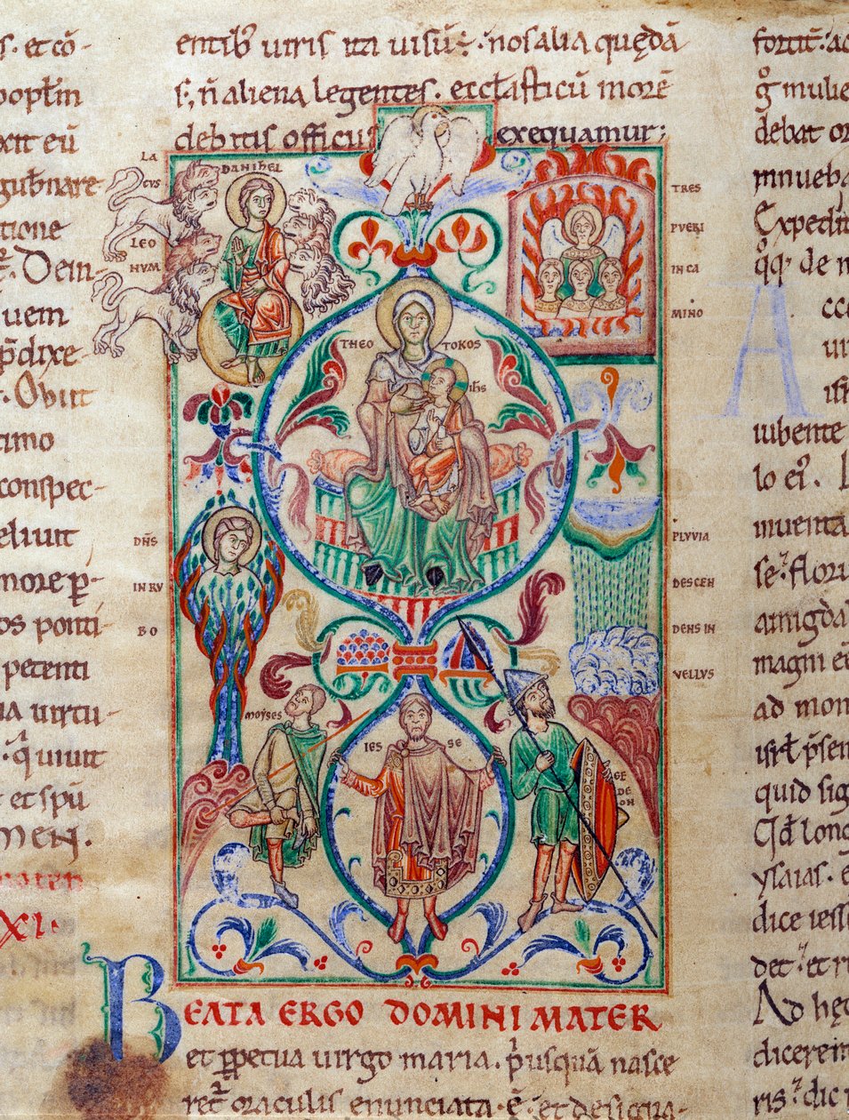 Drzewo Jesse otacza symbole dziewictwa Dziewica została zaprojektowana pod nazwą Bizancjum z Theotokos. Miniatura zaczerpnięta z „Lectiaire de Citeaux” z XII wieku Dijon, Biblioteka Miejska autorstwa Unknown artist
