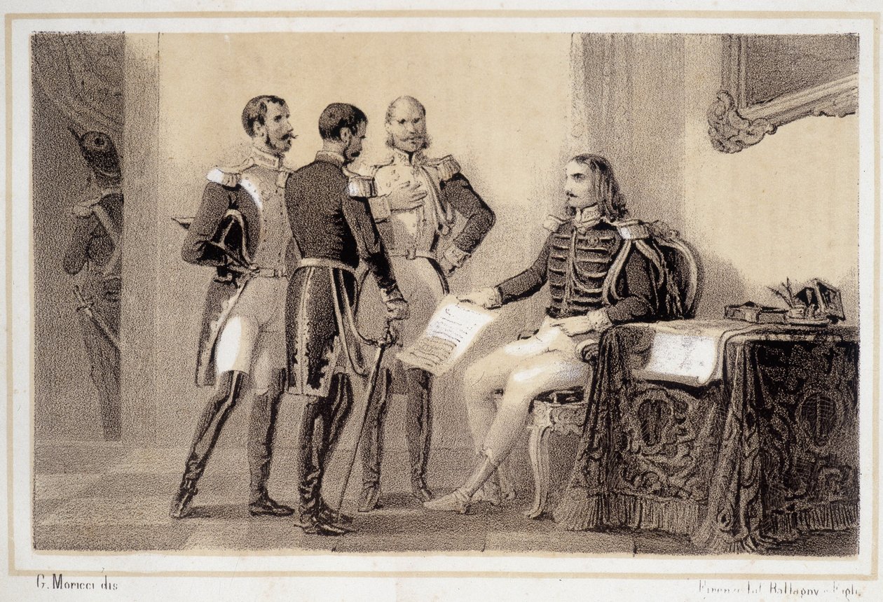 Joachim Murat (1767-1815), który przedstawił swoim generałom program Włochom - w „”Storia d
