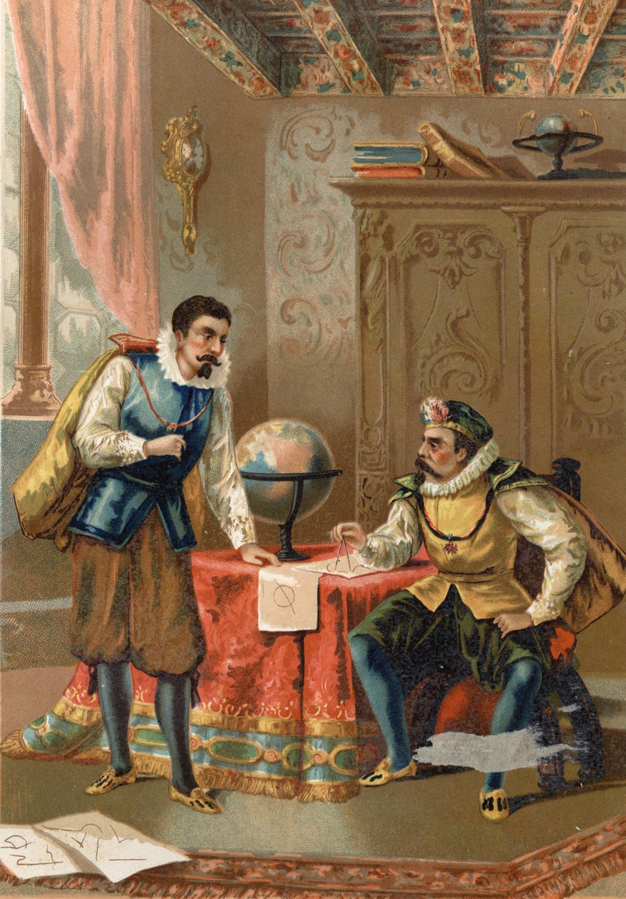 Johannes Kepler (Keppler) (1571 - 1630) z Tycho Brahe (1546-1601), astronomami, Praga 1600 - po Science and its Men Louisa Figuiera, Barcelona 1881 autorstwa Unknown artist