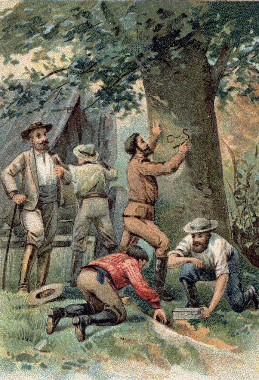 John McDouall (Mc Douall) Stuart (1815-1866): szkocki odkrywca, po przekroczeniu Australii w 1862 zaznacza na drzewie miejsce swojej ostatniej deski ratunku. autorstwa Unknown artist