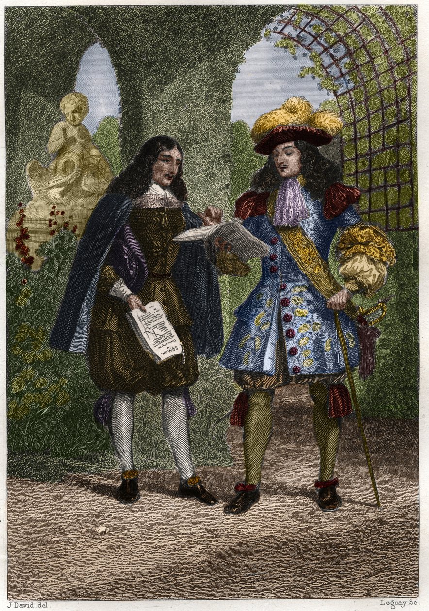 Jan Chrzciciel (Jean-Baptiste) Colbert (1619-1683) z Ludwikiem XIV, królem Francji i Nawarry (1638-1715). Rycina XIX wieku. Prywatna kolekcja. autorstwa Unknown artist