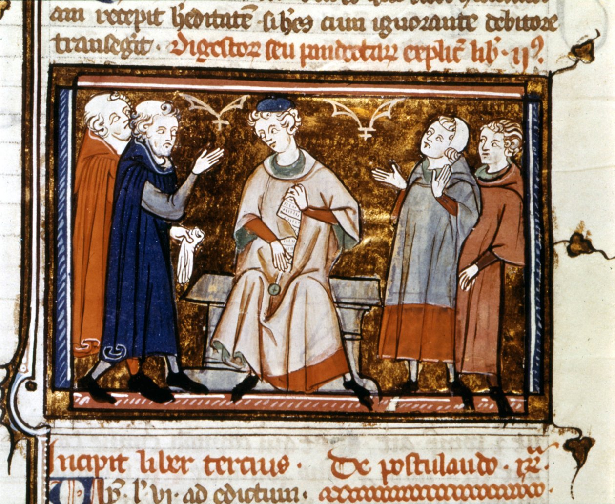 Scena wyroku - w „” Digest and Pandects (Digest and Pandectes)”” Justyniana 1st autorstwa Unknown artist