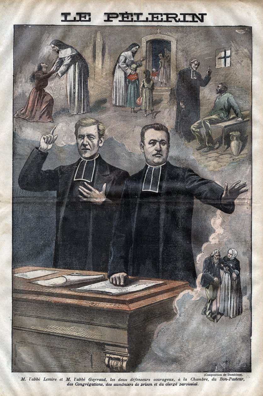 Jules Auguste Lemire (1853-1928) i Hippolyte Gayraud (1856-1911), francuscy duchowni i politycy, posłowie - grawer w „Le-Pelerin” z 1899 autorstwa Unknown artist