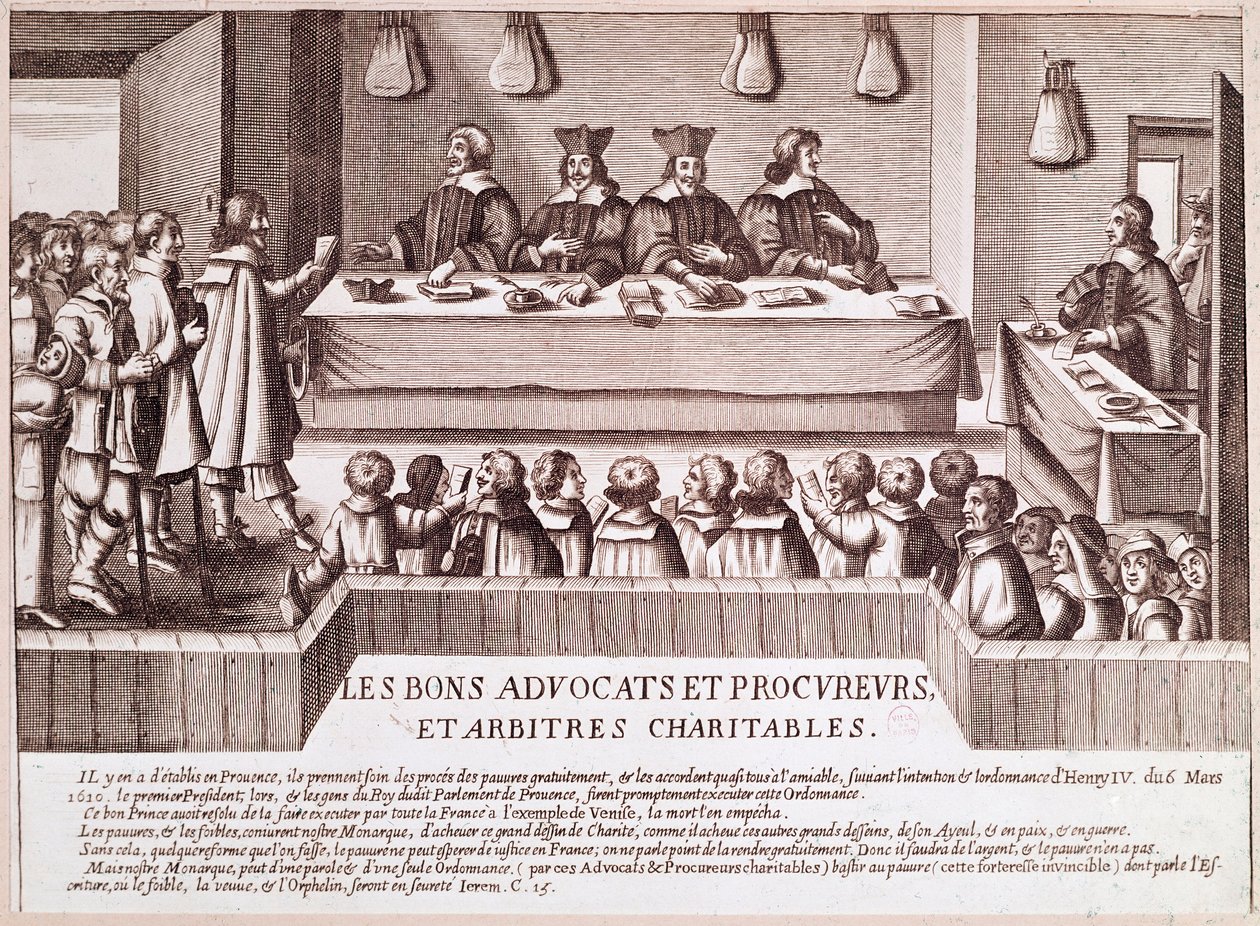 Sprawiedliwość za panowania Henryka IV: prawnicy i prokuratorzy (Grawerowanie autorstwa Unknown artist