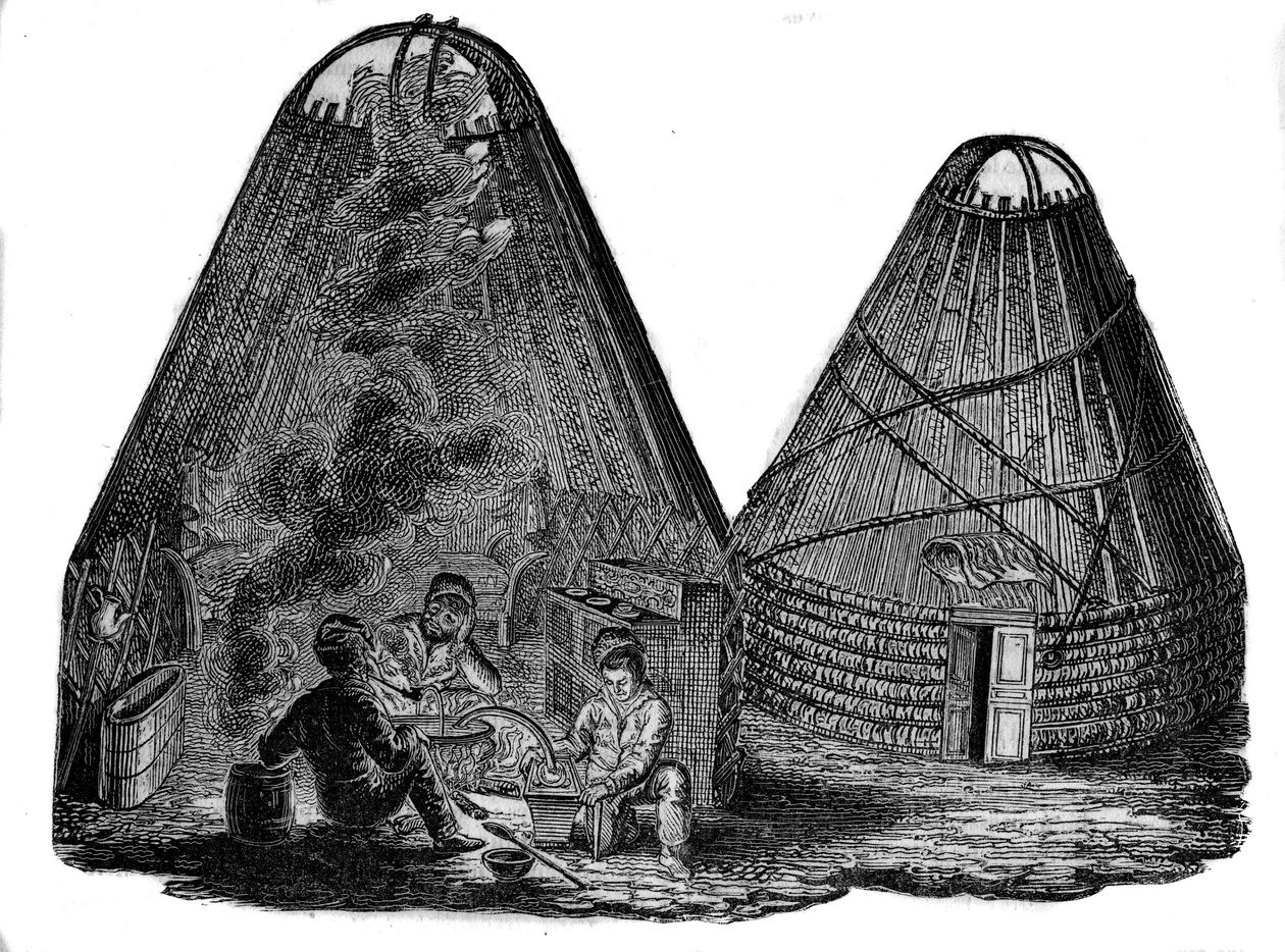 Kalmouks (zachodni Mongołowie) przed swoim namiotem. autorstwa Unknown artist