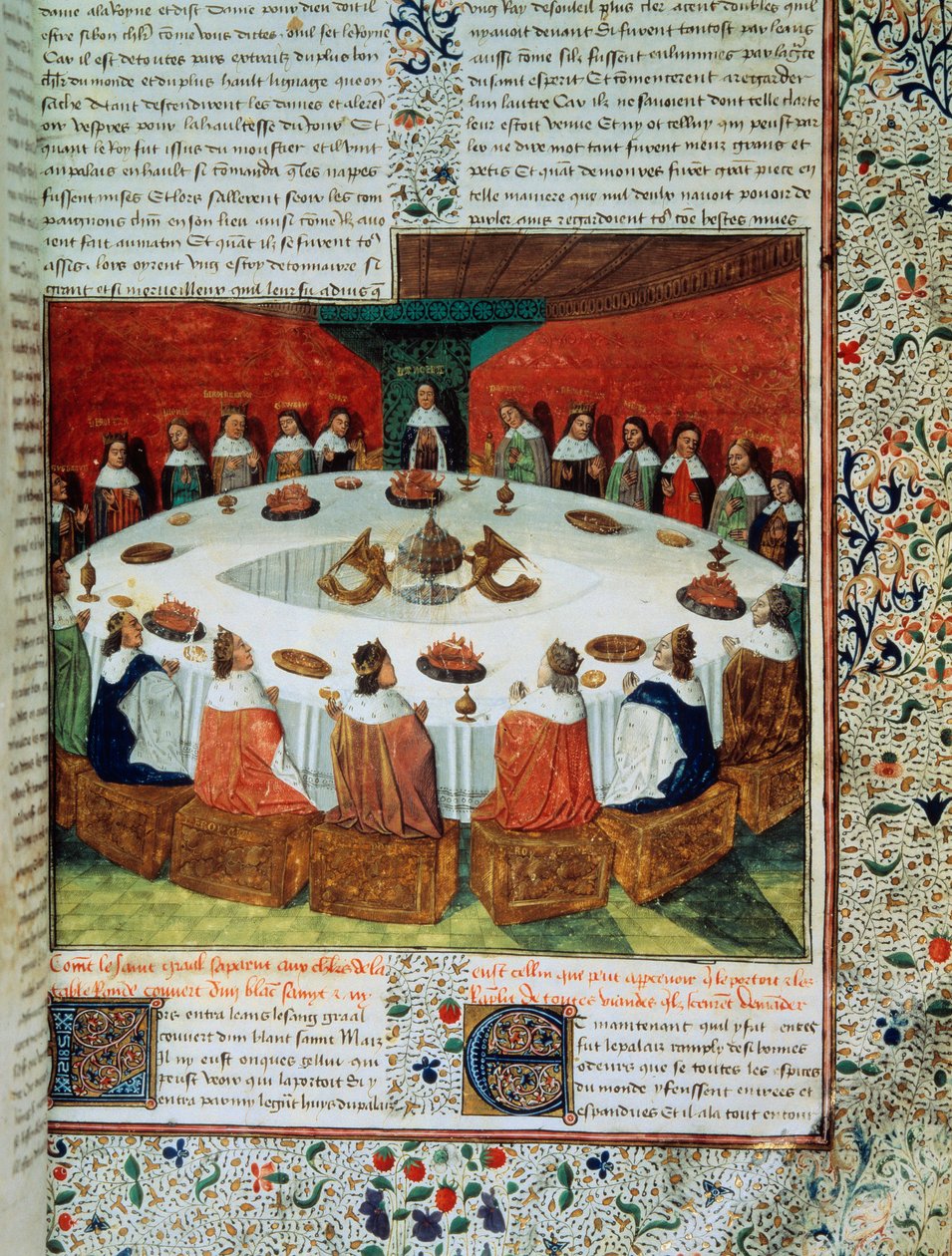 Król Artur i Rycerze Okrągłego Stołu uczestniczący w objawieniu się Świętego Graala. (Król Artur i Rycerze Okrągłego Stołu) autorstwa Unknown artist