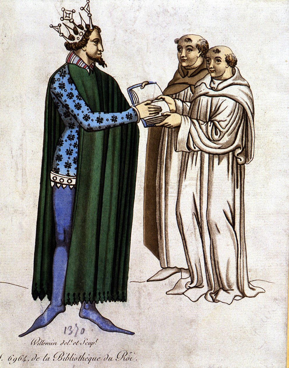 Król Artur i dwóch mnichów – wyciąg z „Lancelot du lac”, z 1370 r. n.e. autorstwa Unknown artist