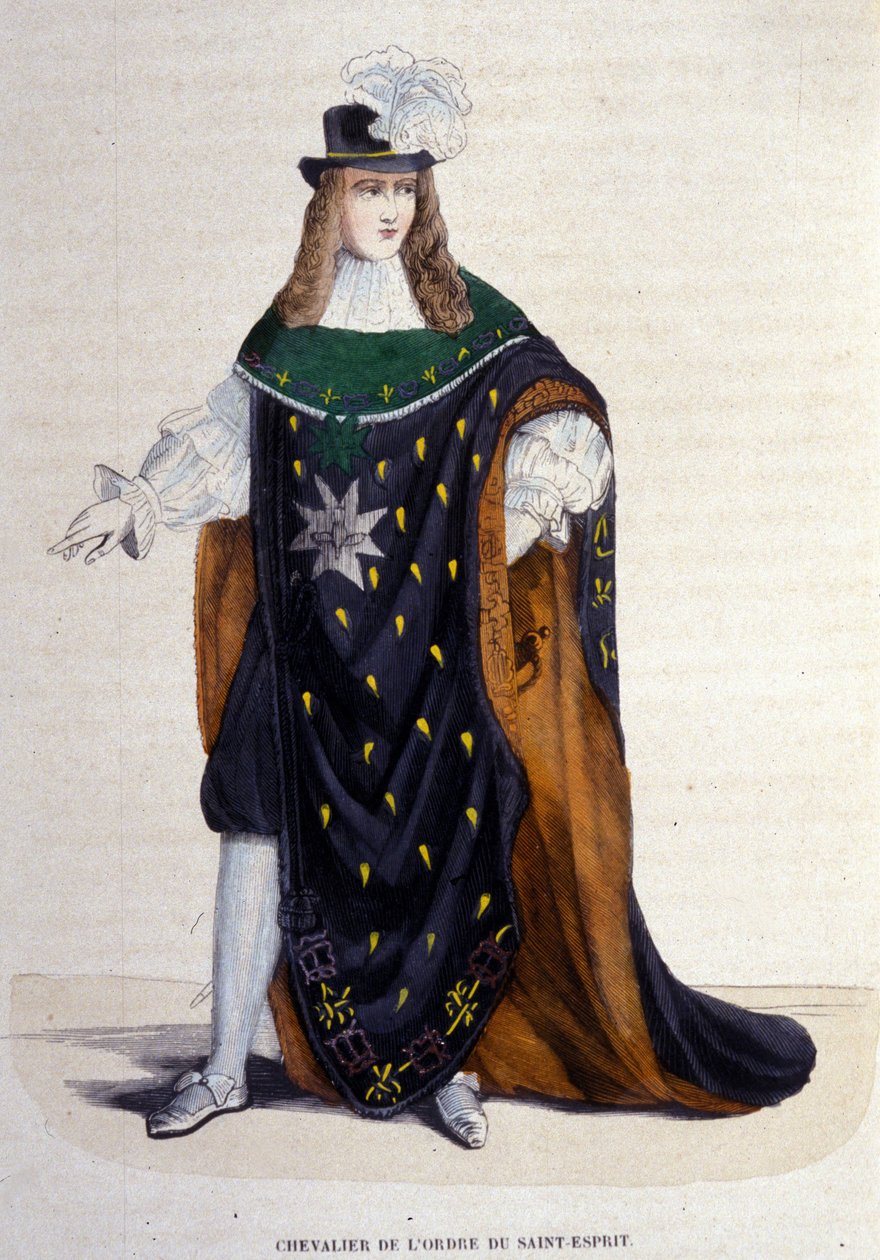 Kawaler Orderu Ducha Świętego ufundowanego przez Henryka III w 1578 r. Rycina z XIX wieku. autorstwa Unknown artist