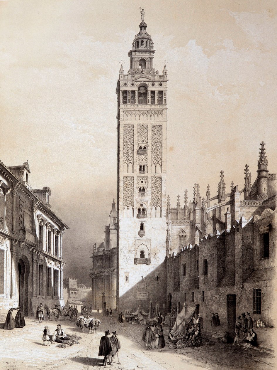 La Giralda, Sewilla, „Artystyczna i monumentalna Hiszpania słynnych miejsc i zabytków Hiszpanii” autorstwa Don Genaro Perezde Villa autorstwa Unknown artist