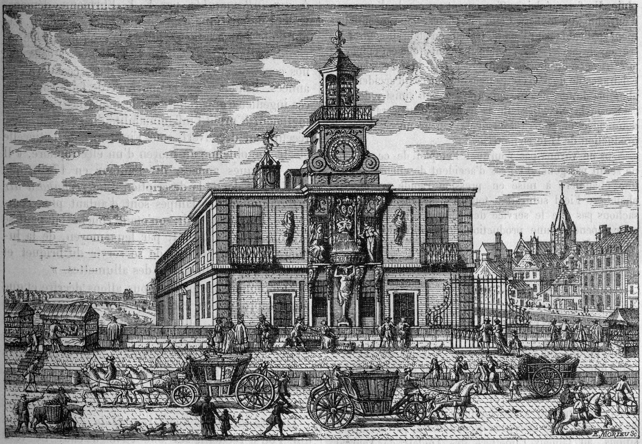 La Samaritaine, pompa wody na moście Nowy rycina z XVII wieku. Grawerowanie w „” Naturze. Czasopismo nauki i jego zastosowania w sztuce i przemyśle. autorstwa Unknown artist