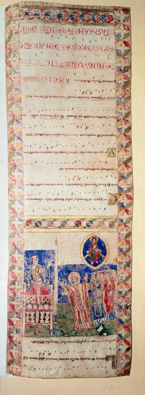 La benediction de la fontaine (Ms.724/2-Carta2) Rękopis z XII wieku. Rzym, Biblioteca Casanatense autorstwa Unknown artist