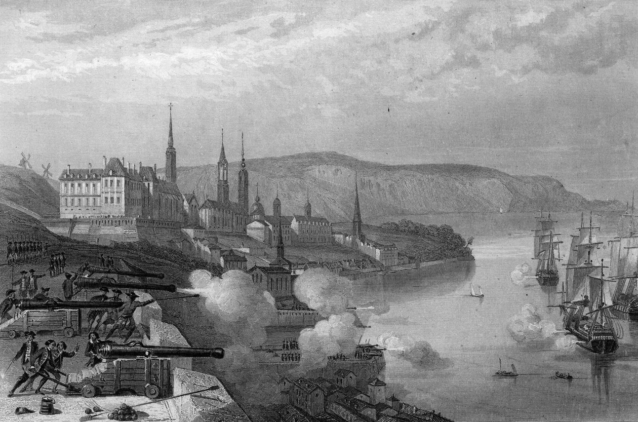 Obrona Quebecu przez hrabiego De Frontenac. w „Ogólnej historii marynarki wojennej” Van Tenac autorstwa Unknown artist