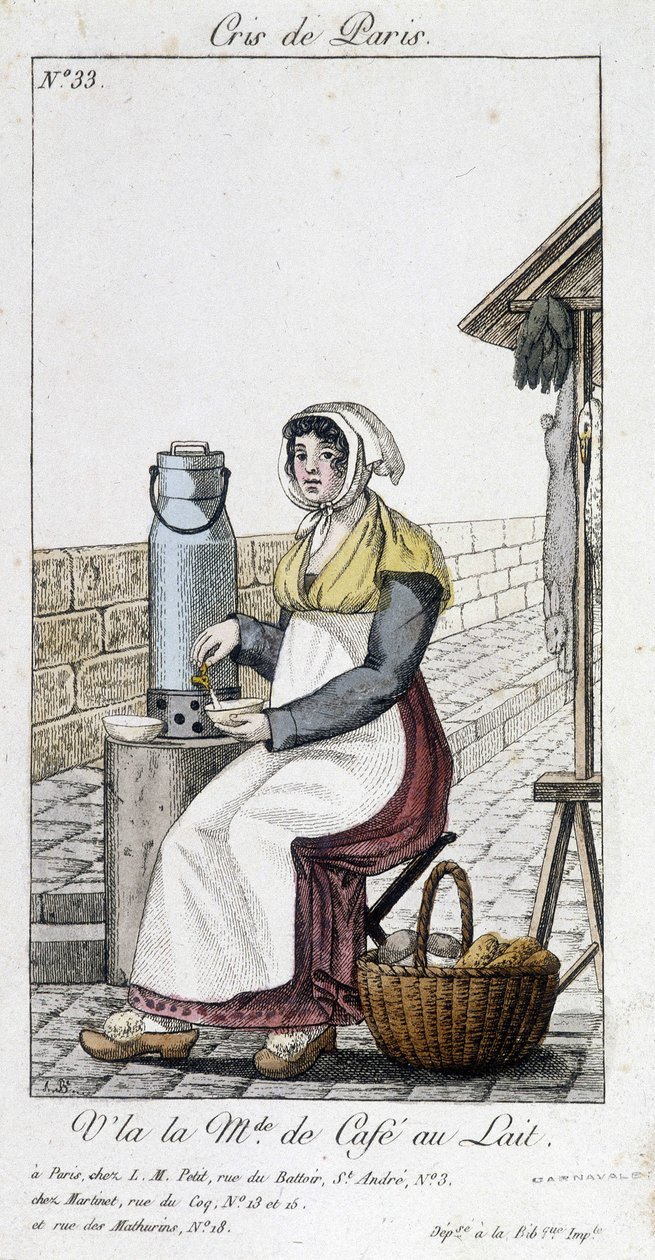 Sprzedawca kawy mlecznej - w „”Cris de Paris”” autorstwa Unknown artist