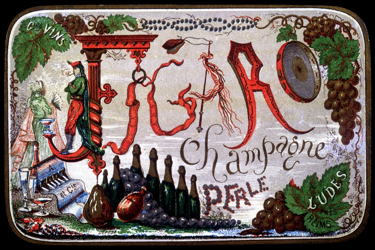Etykieta Figaro Champagne Perle. sd. 19 wiek. autorstwa Unknown artist