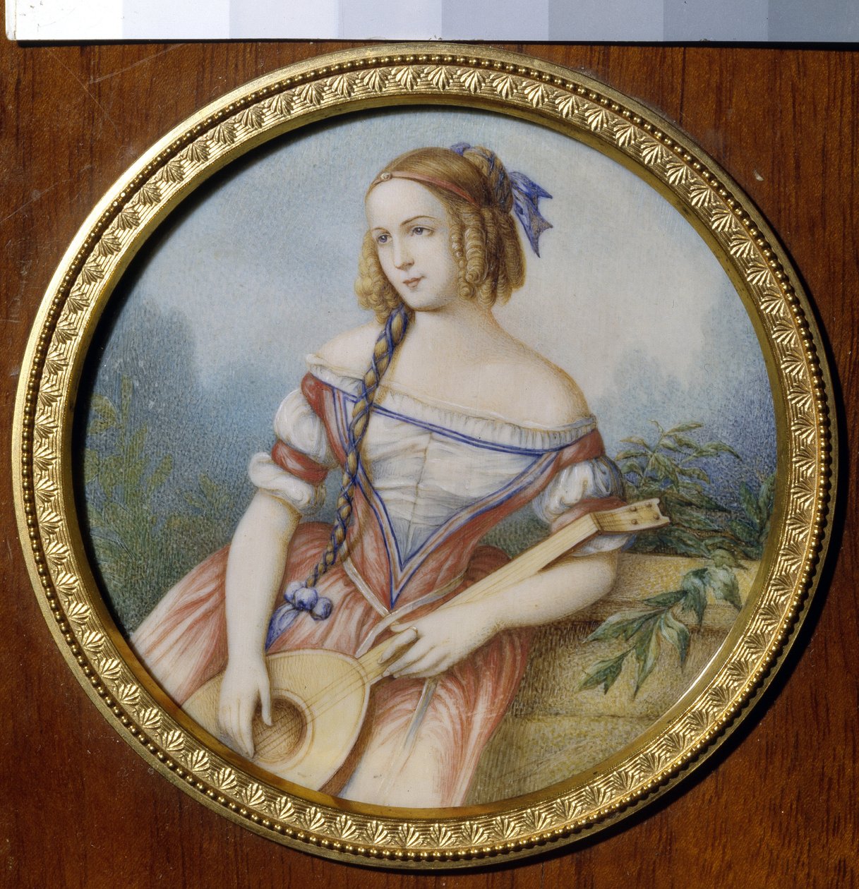 Rosyjska aktorka Varvara Asenkova (1817-1841), w roli Esmeraldy z „Notre Dame de Paris” Victora Hugo (1802-1885). (rosyjska aktorka Varvara Asenkova jako Esmeralda). Praca anonimowa, akwarela na papierze autorstwa Unknown artist