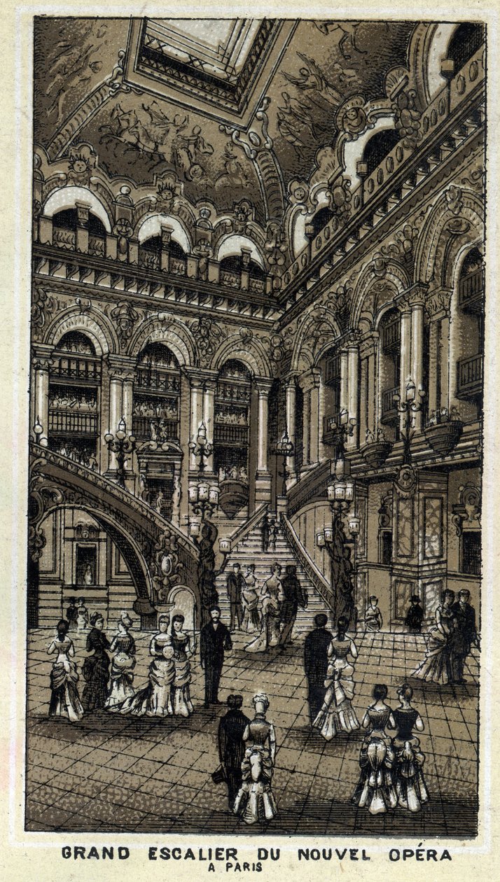 Duże schody nowej Opery (Opera Garnier) w Paryżu. autorstwa Unknown artist