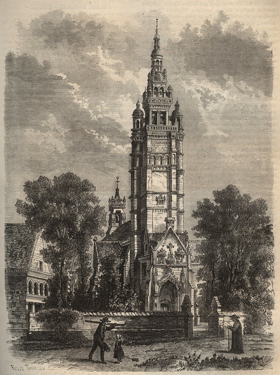Sztuka ostrołukowa w schyłku - Notre-dame de Roscoff en bretagne - rycina XIX-wiecznego din autorstwa Unknown artist