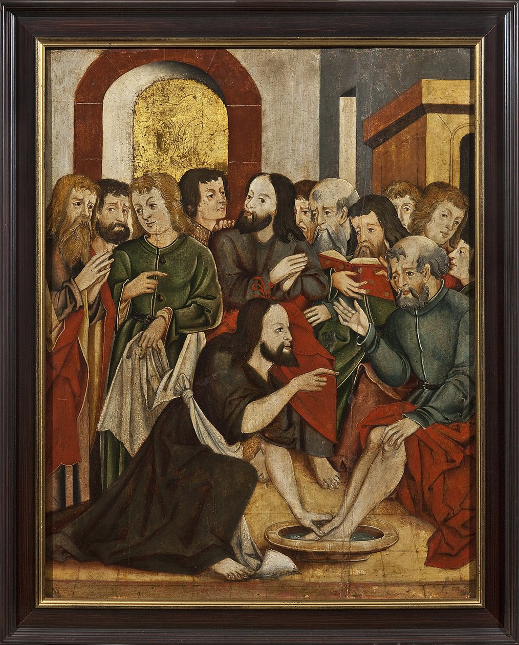 Chrystus myjący stopy św. Piotra - Chrystus myjący stopy Piotra - Anonimowy. olej na drewnie autorstwa Unknown artist