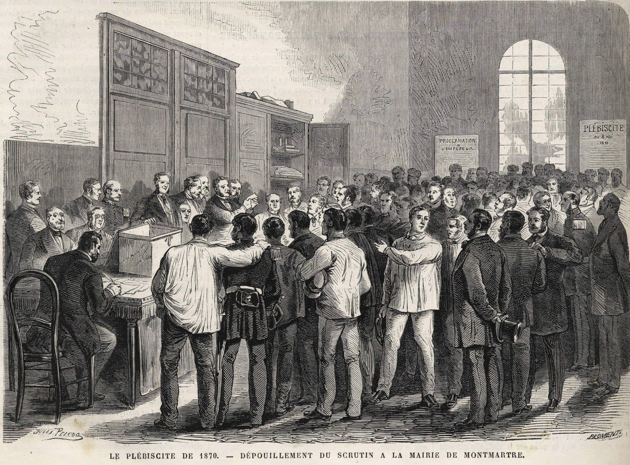 Le Plebiscite de 1870, liczenie głosów w ratuszu Montmartre. autorstwa Unknown artist