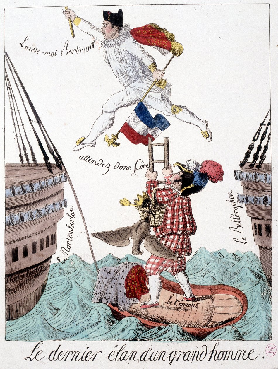 Ostatnia kreska wielkiego człowieka: karykatura Napoleona i generała Bertranda - w „”Napoleon 1er, karykatury, kolekcja manekinów”, Paryż autorstwa Unknown artist