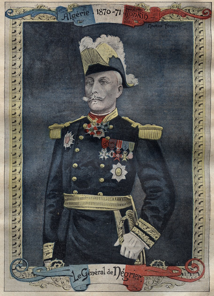 Generał Francois Oscar de Negrier 1839-1913 - rycina w „Le-Pelerin” z 1899 r. autorstwa Unknown artist