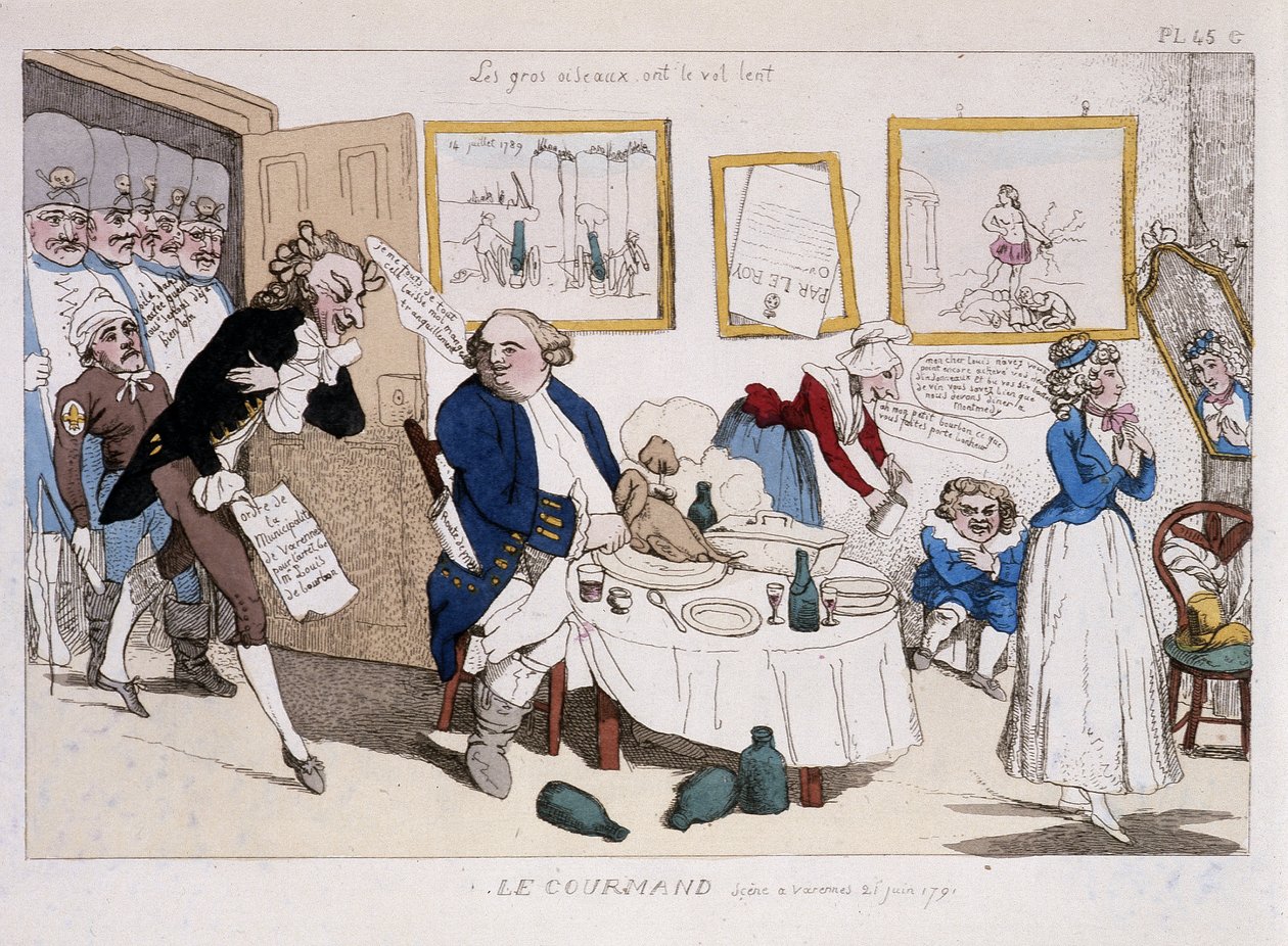 Le gourmand (posiłek Ludwika XVI i Marii Antoniny podczas lotu do Varennes) - w „Musée de la caricature”” autorstwa Unknown artist